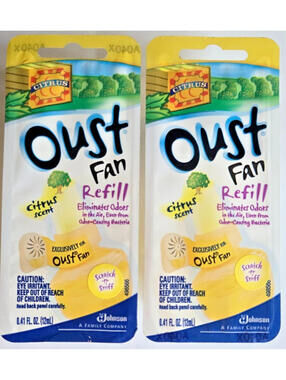 Lot of 2 Discontinued Oust Fan Scented Oil Refills Citrus Scent .41 Oz NEW